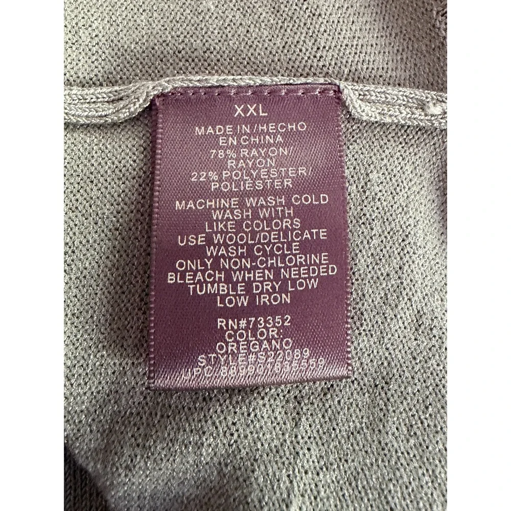 Alexandra + Oak Longline Cardigan Sweater Size XXL Oregano Green Pockets NWT